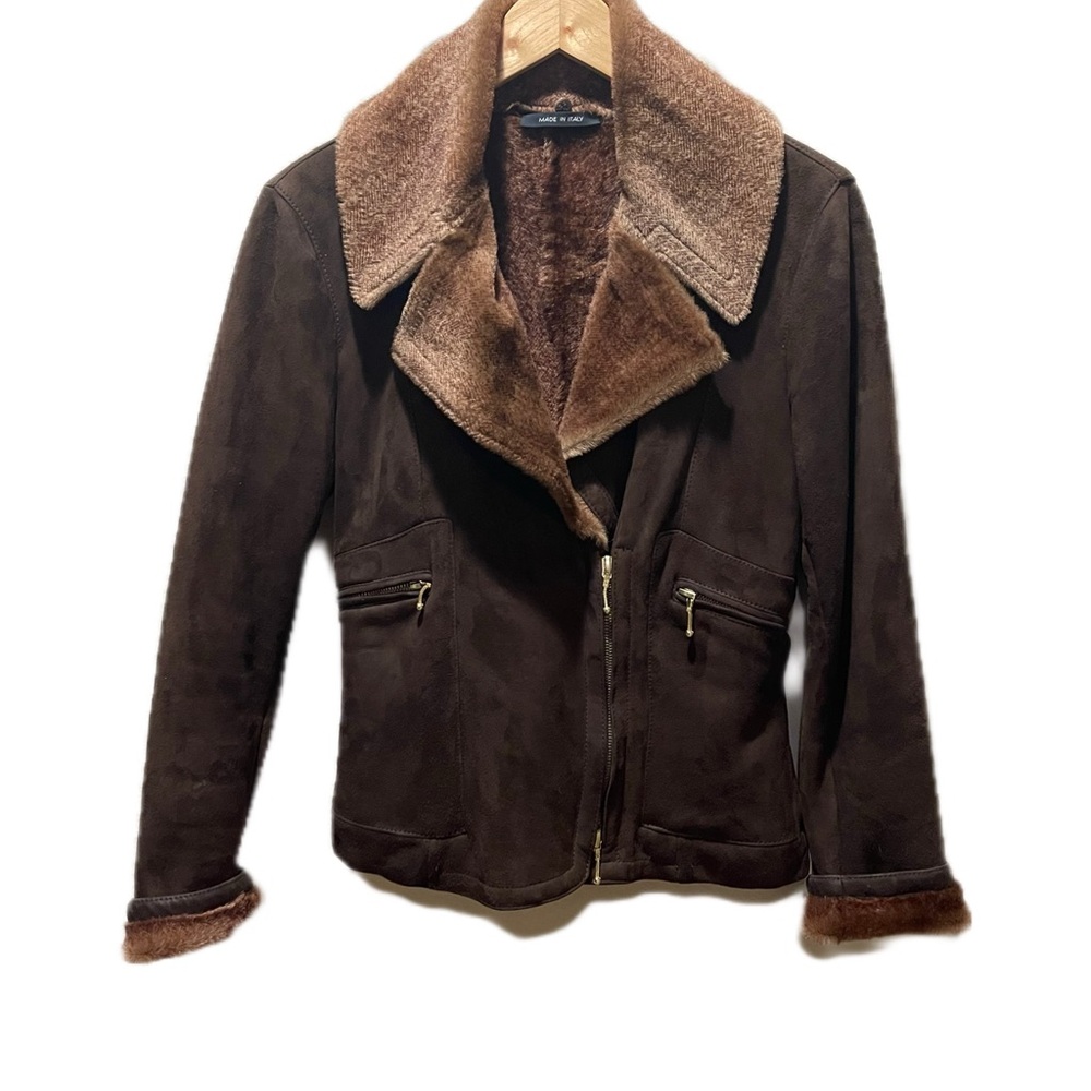 La Matta Made in Italy Double-Face Shearling Lambskin Jacket –Brown –IT 42 / US6